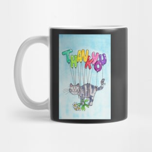 Thank you cat on blue background Mug